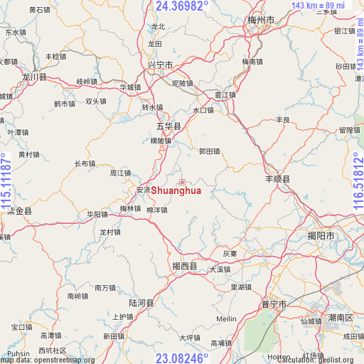 Shuanghua on map