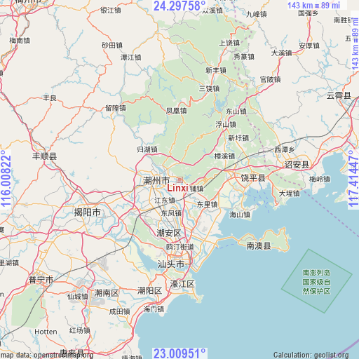 Linxi on map