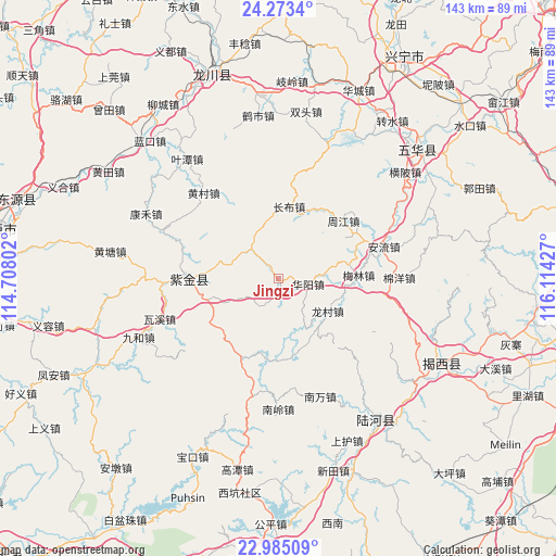 Jingzi on map