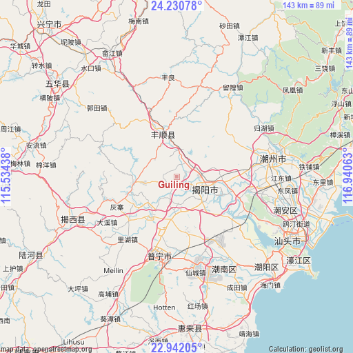 Guiling on map