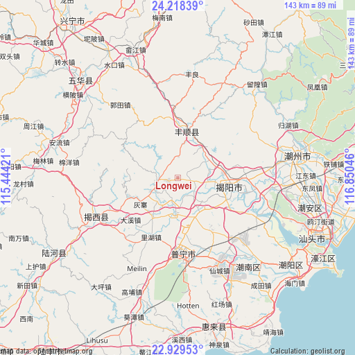 Longwei on map