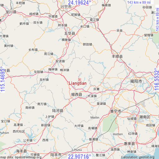 Liangtian on map