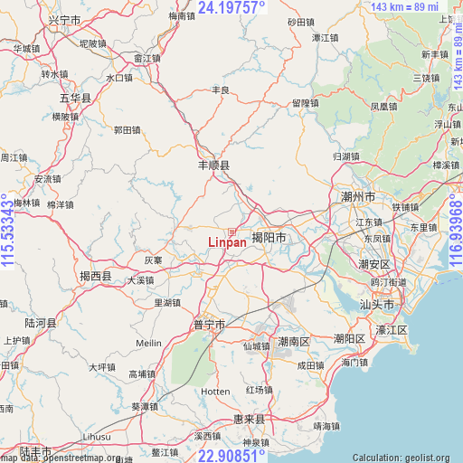 Linpan on map