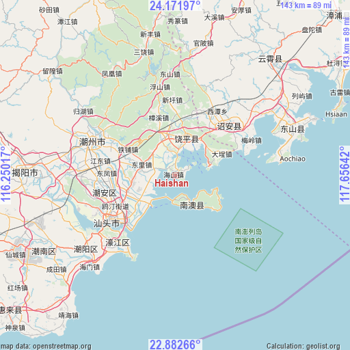 Haishan on map