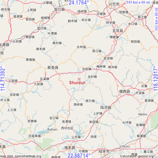 Shuidun on map