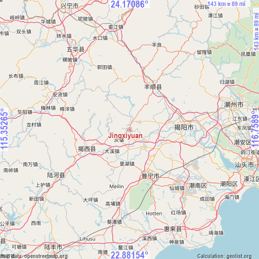 Jingxiyuan on map