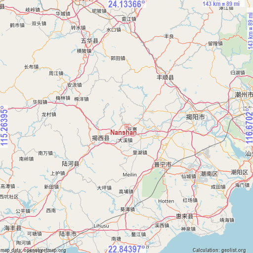 Nanshan on map