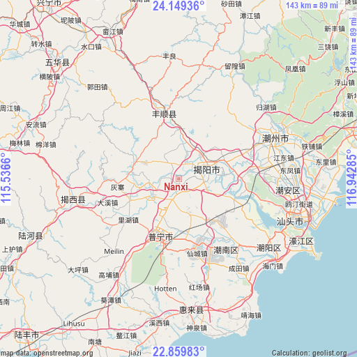 Nanxi on map