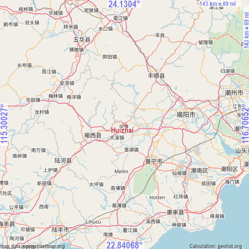 Huizhai on map