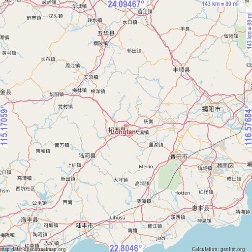 Longtan on map