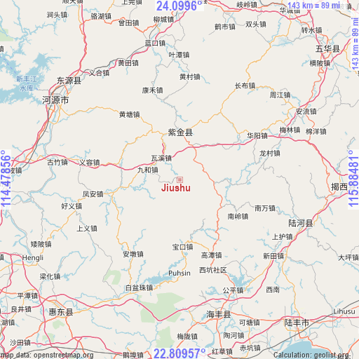 Jiushu on map