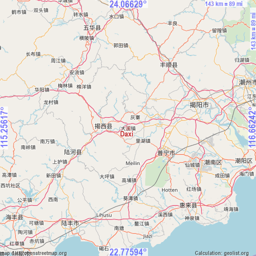 Daxi on map