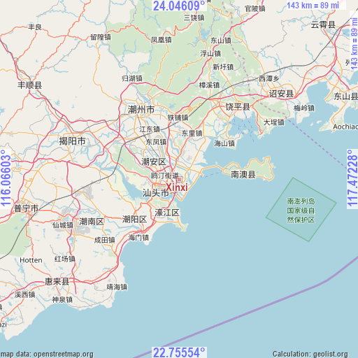 Xinxi on map