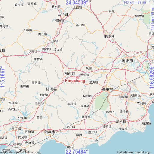 Pingshang on map