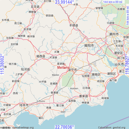 Meitang on map