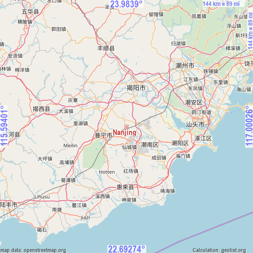 Nanjing on map