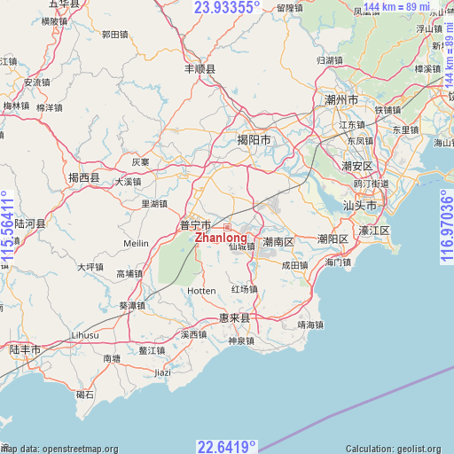 Zhanlong on map