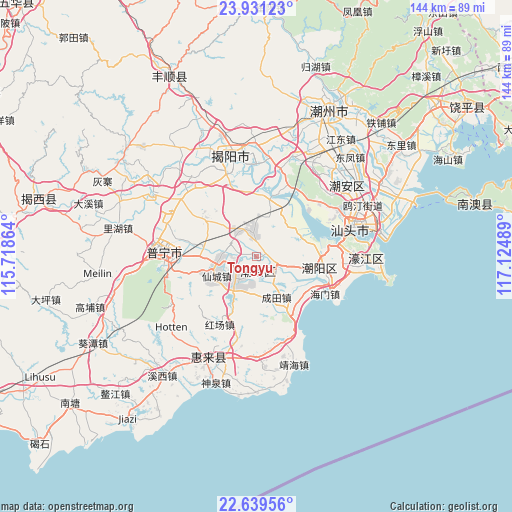 Tongyu on map