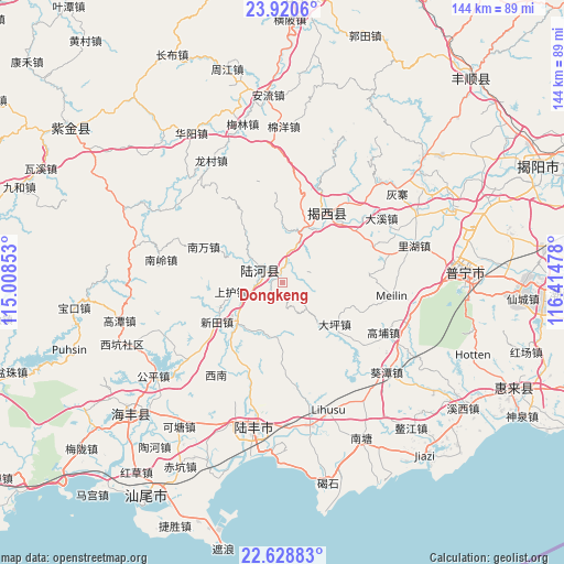 Dongkeng on map