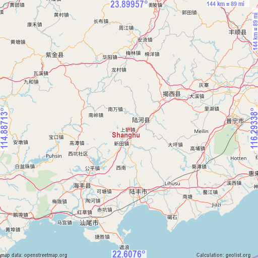 Shanghu on map