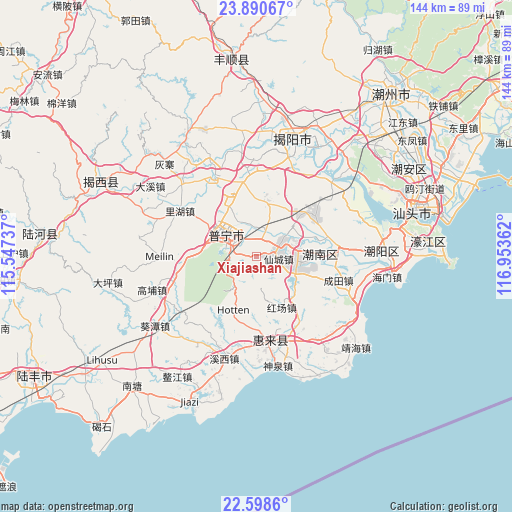 Xiajiashan on map