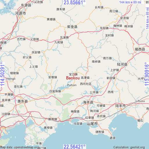 Baokou on map