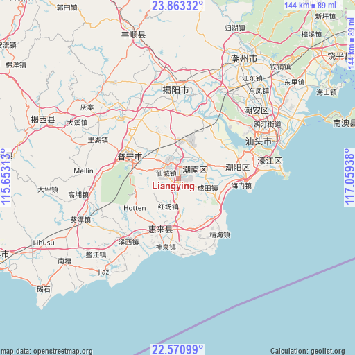 Liangying on map