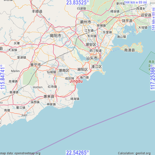 Jingdu on map