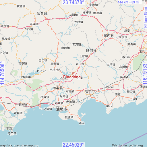 Pingdong on map