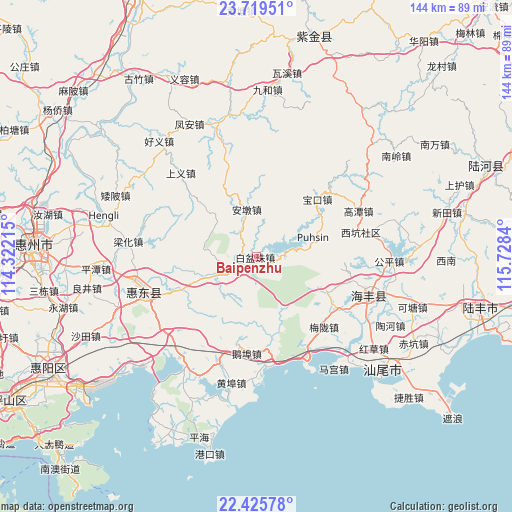 Baipenzhu on map