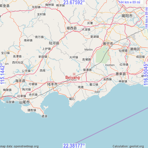 Beiyang on map