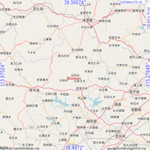 Shimen on map