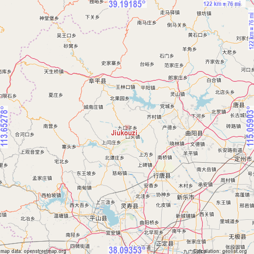 Jiukouzi on map