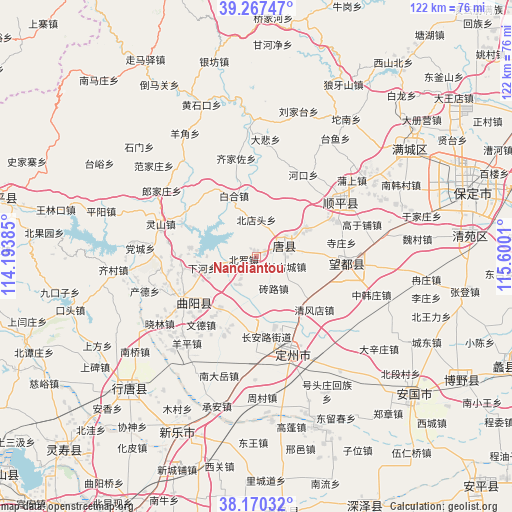 Nandiantou on map