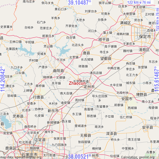 Zhaocun on map