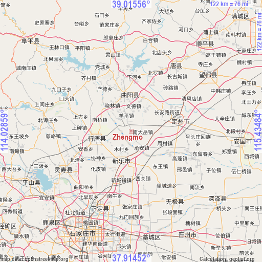 Zhengmo on map