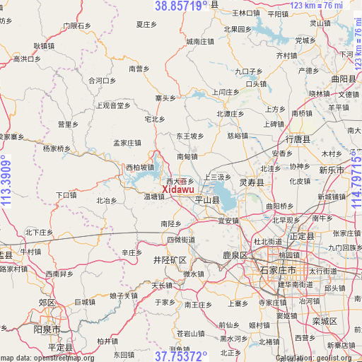 Xidawu on map