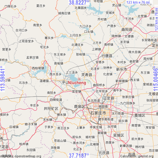 Niucheng on map