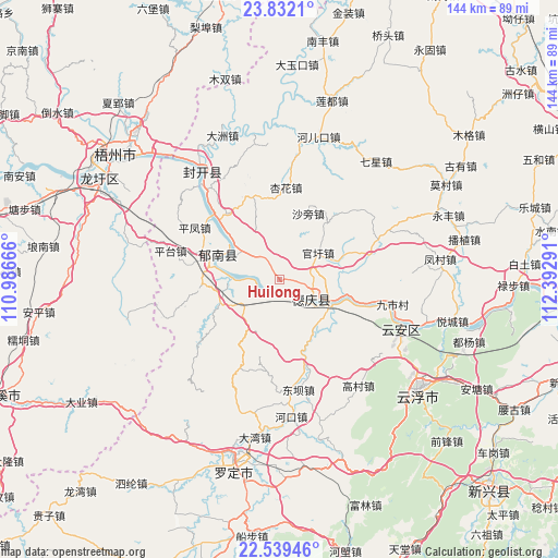 Huilong on map