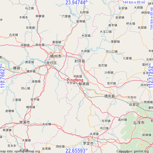 Pingfeng on map