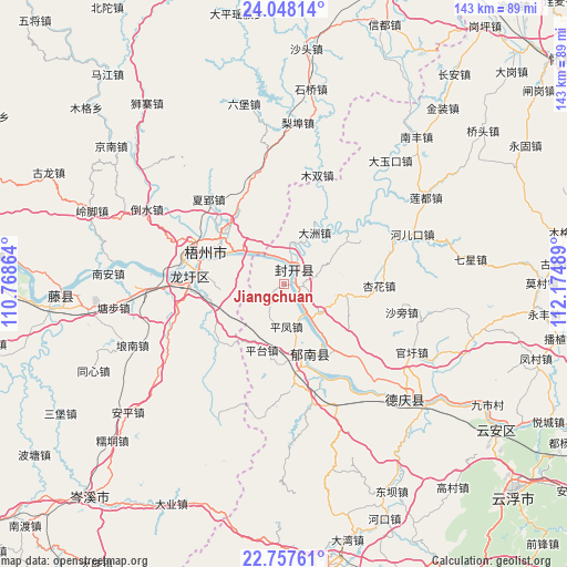 Jiangchuan on map