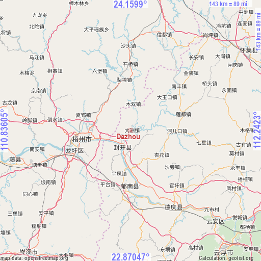 Dazhou on map