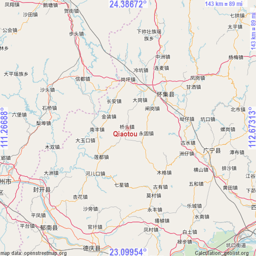 Qiaotou on map