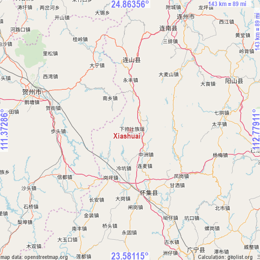 Xiashuai on map