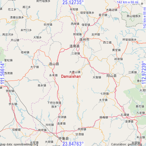 Damaishan on map