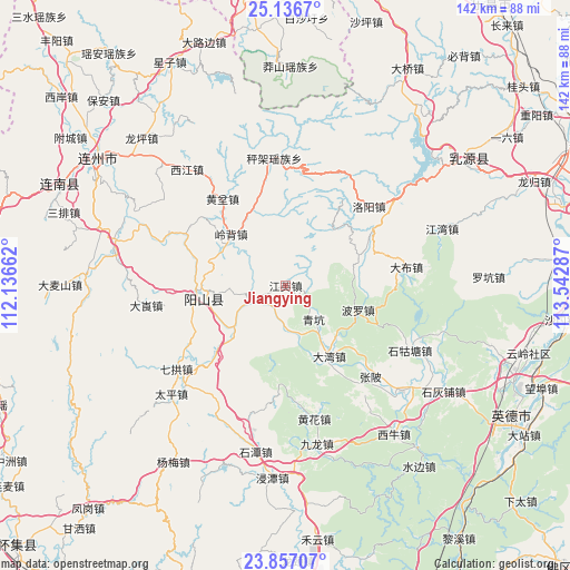 Jiangying on map