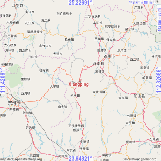 Xiangping on map