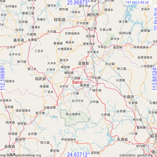 Sanxi on map