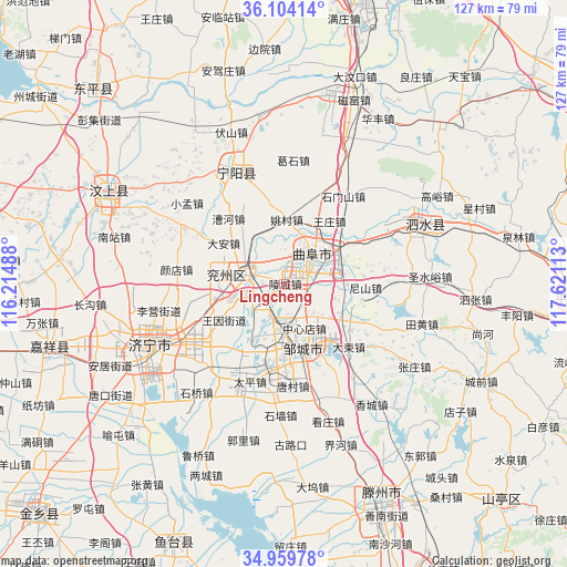 Lingcheng on map