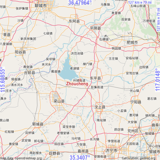 Zhoucheng on map